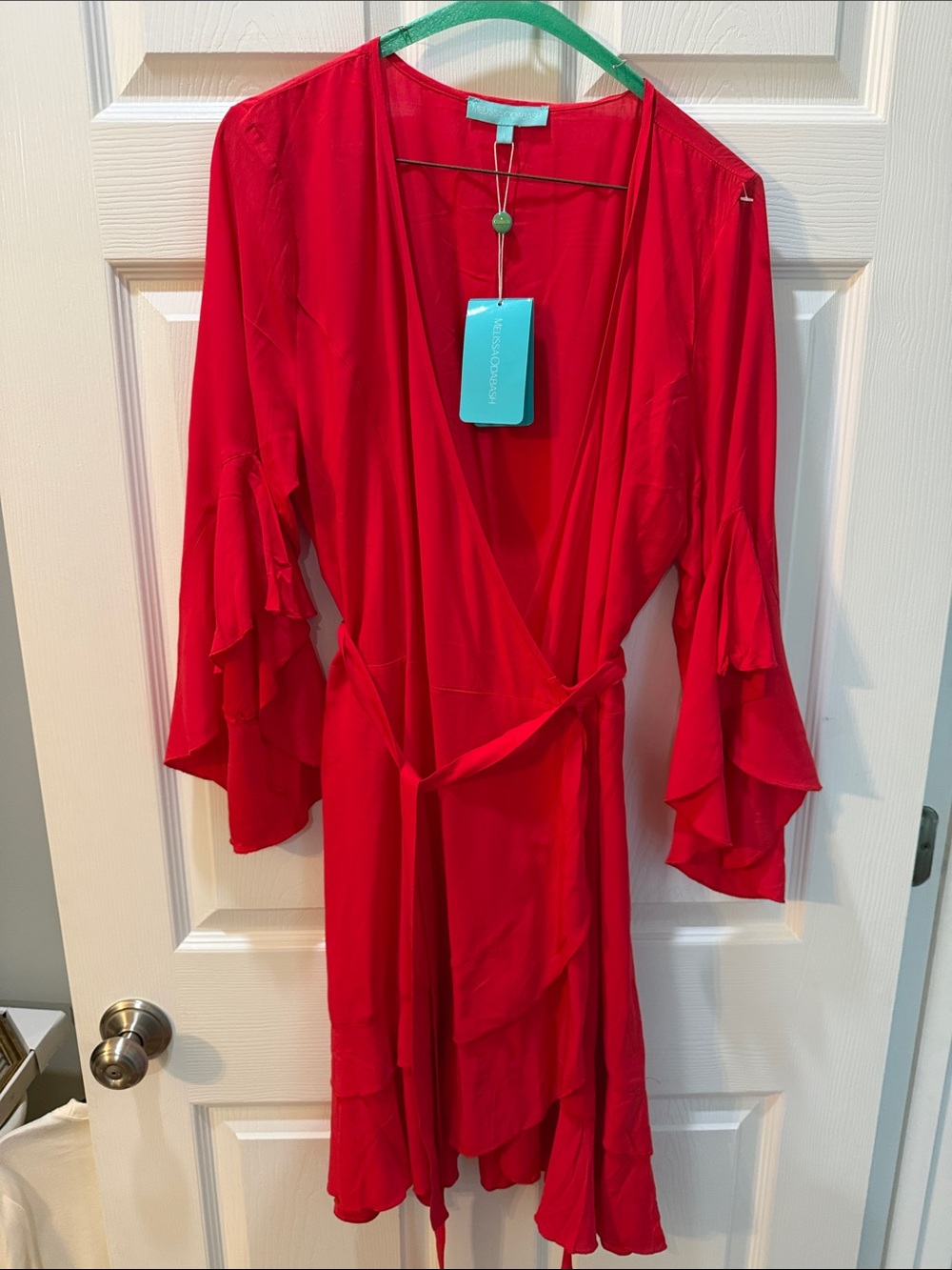 Melissa Odabash Red Ruffle Wrap Coverup NWT